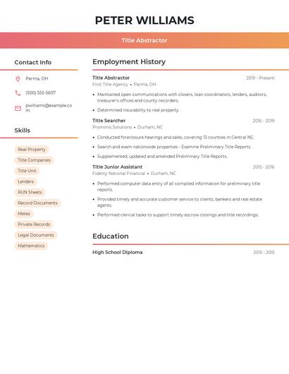 Title Abstractor Resume