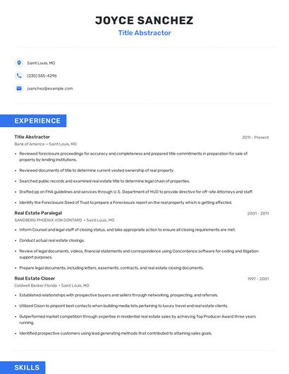 Title Abstractor Resume