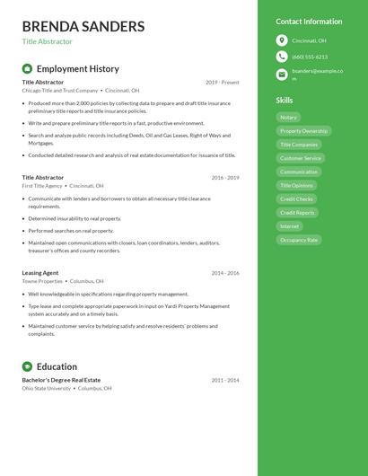 Title Abstractor Resume