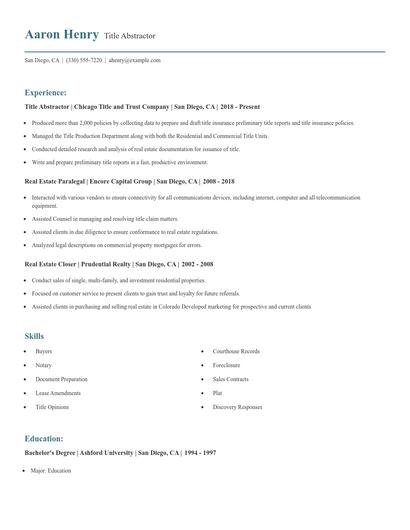Title Abstractor Resume