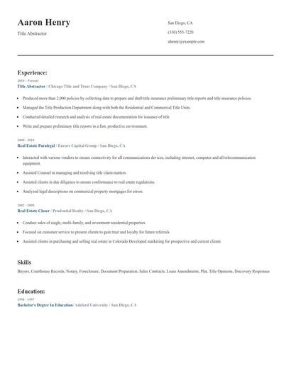 Title Abstractor Resume