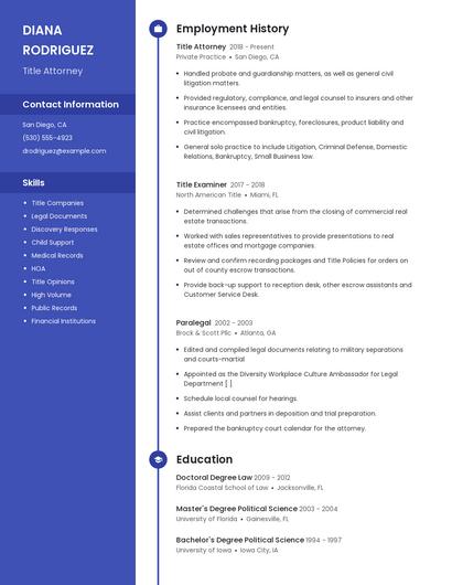 Title Attorney Resume