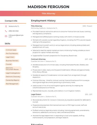 Title Attorney Resume