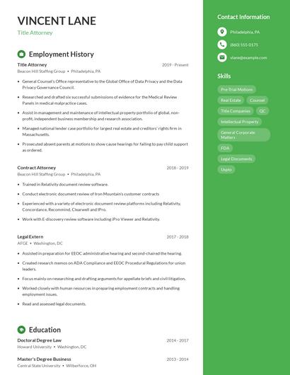 Title Attorney Resume