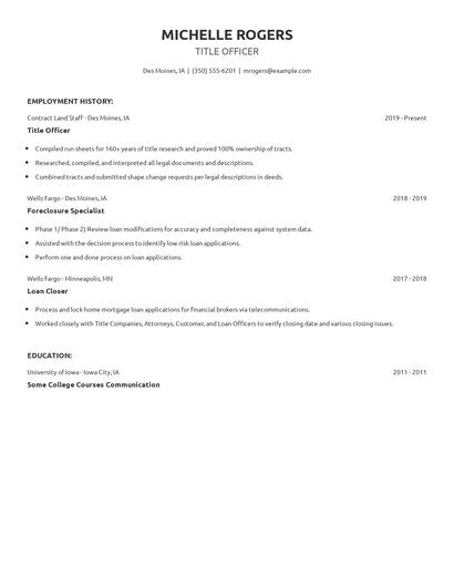 Title Officer Resume