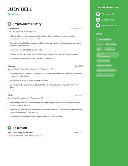 Title Officer Resume