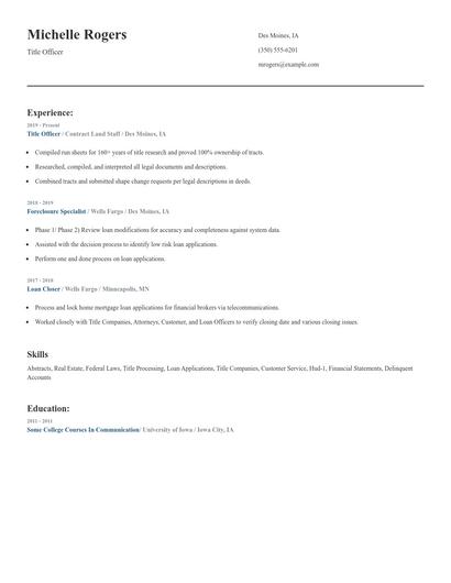 Title Officer Resume