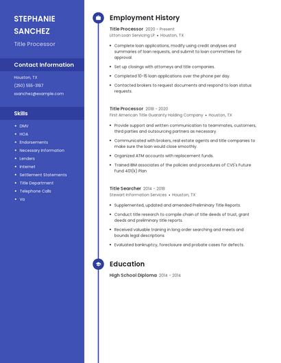 Title Processor Resume