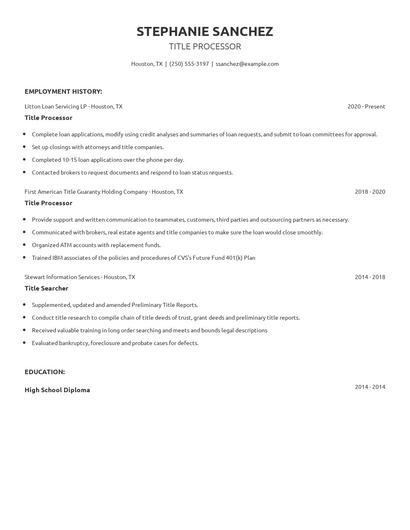Title Processor Resume