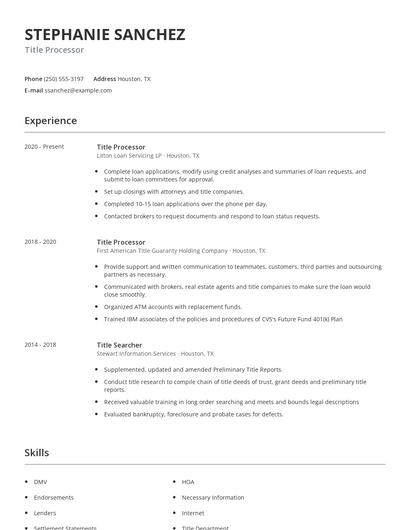 Title Processor Resume