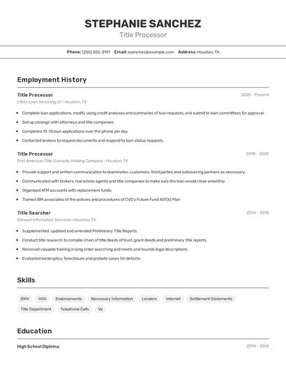 Title Processor Resume