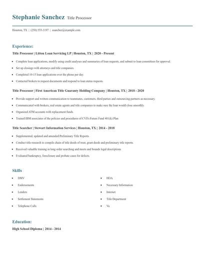Title Processor Resume