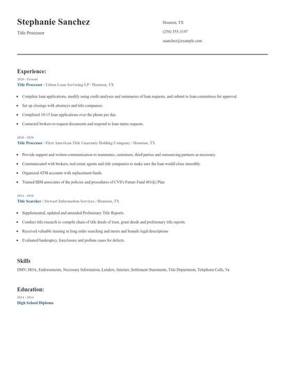 Title Processor Resume