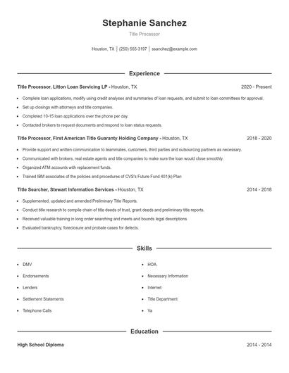Title Processor Resume