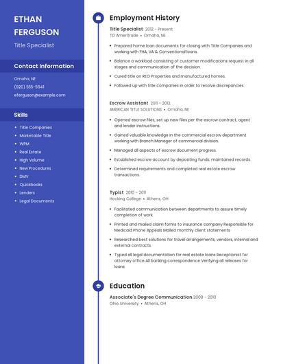 Title Specialist Resume