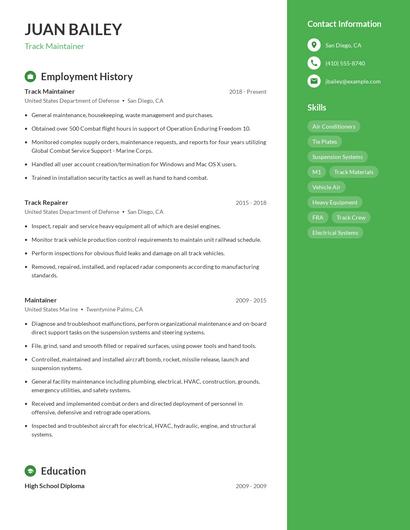 Track Maintainer Resume