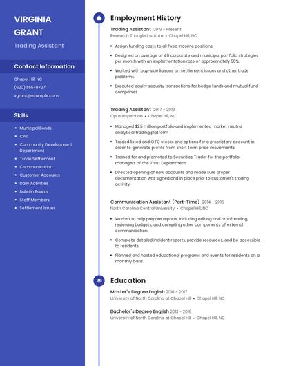Trading Assistant Resume