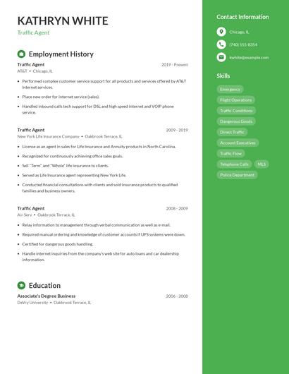 Traffic Agent Resume