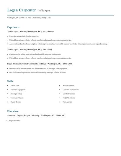 Traffic Agent Resume