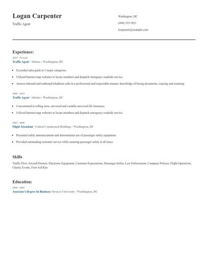 Traffic Agent Resume