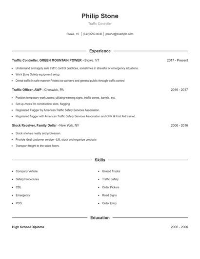 Traffic Controller Resume