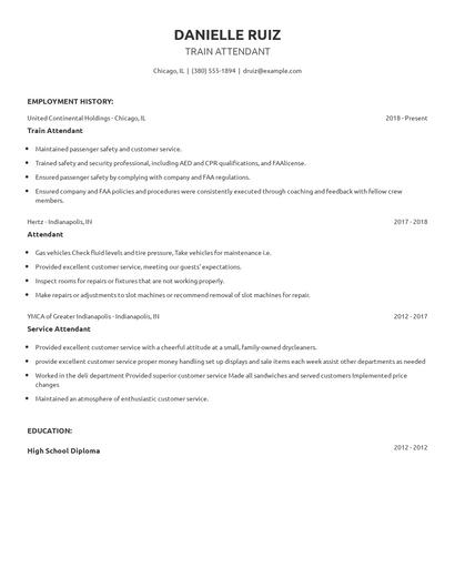 Train Attendant Resume