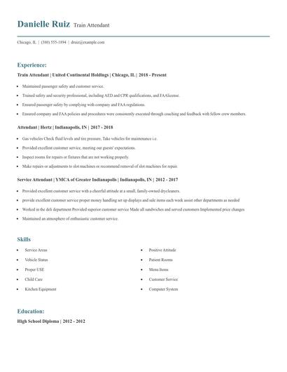 Train Attendant Resume