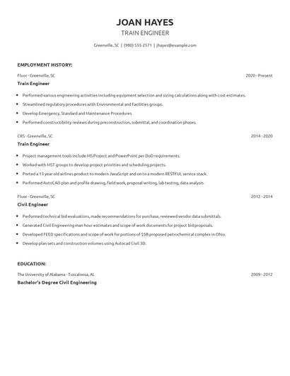 Train Engineer Resume