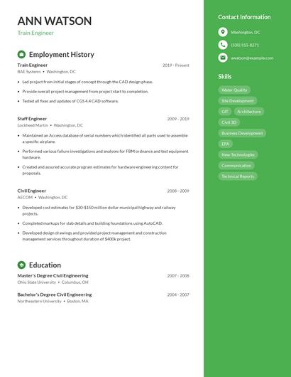 Train Engineer Resume