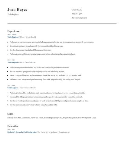 Train Engineer Resume