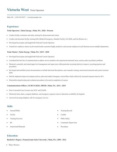 Train Operator Resume