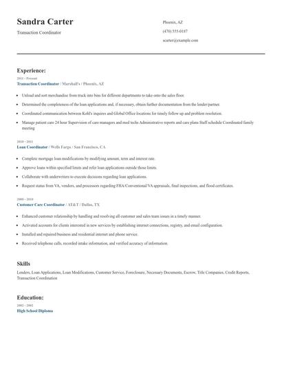 Transaction Coordinator Resume