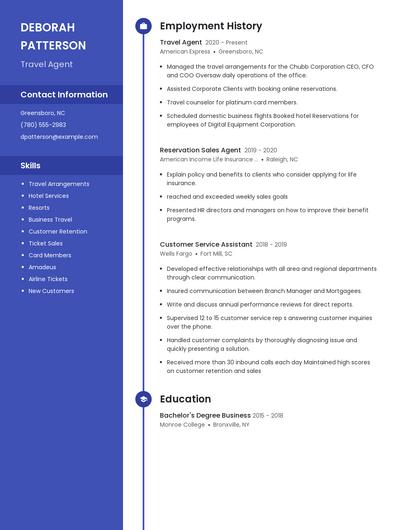 Travel Agent Resume