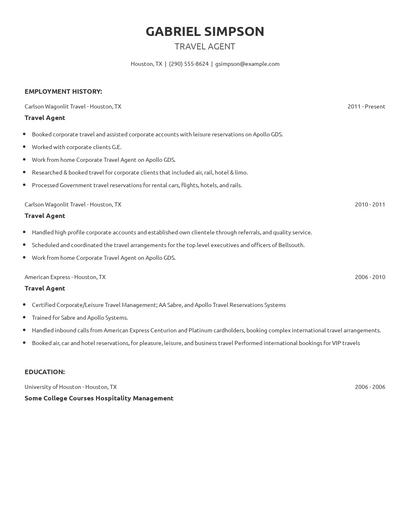 Travel Agent Resume