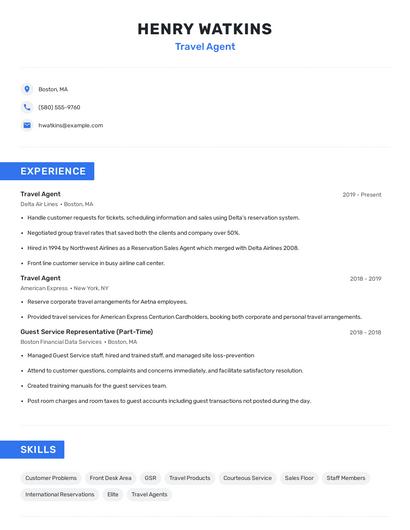 Travel Agent Resume