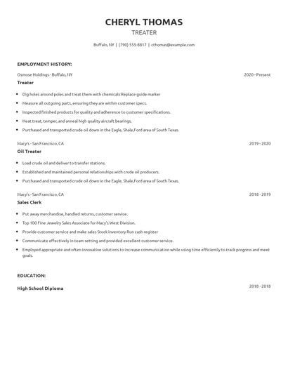 Treater Resume