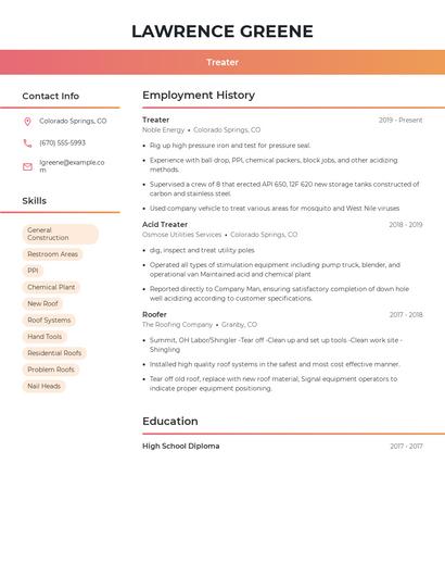 Treater Resume