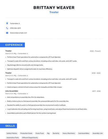 Treater Resume