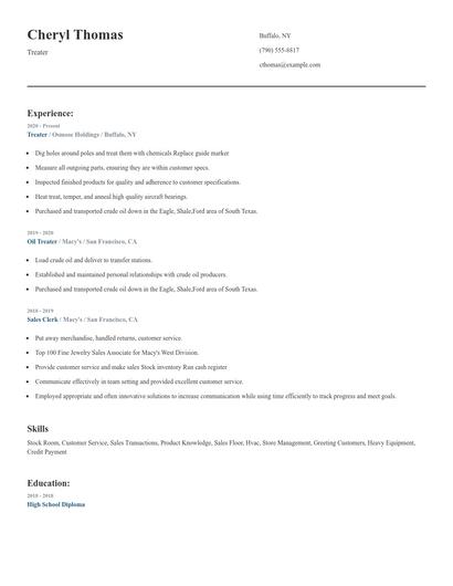 Treater Resume