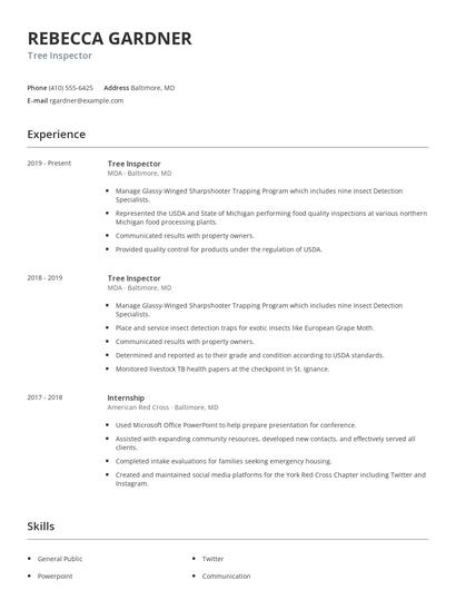 Tree Inspector Resume