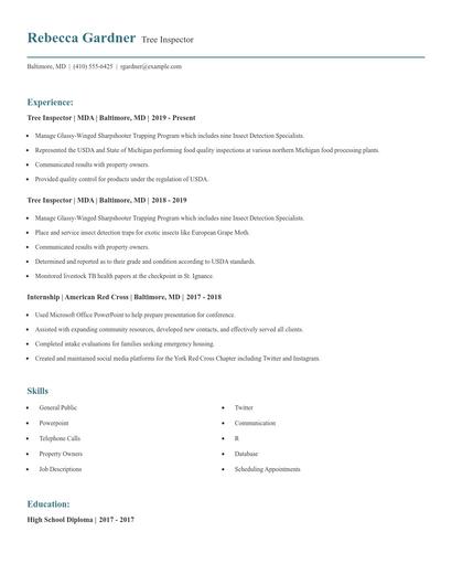 Tree Inspector Resume