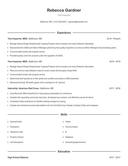 Tree Inspector Resume