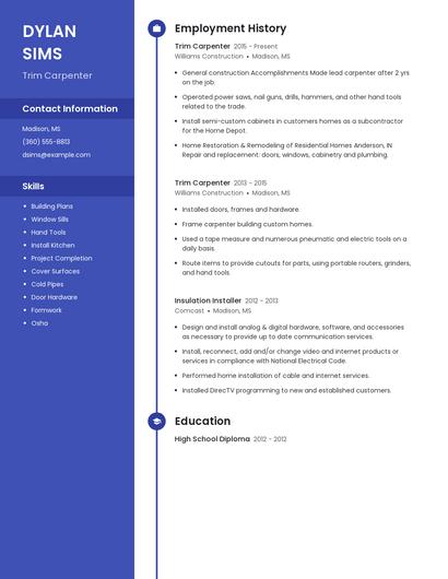 Trim Carpenter Resume