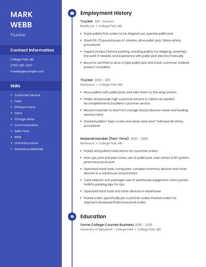 Trucker Resume