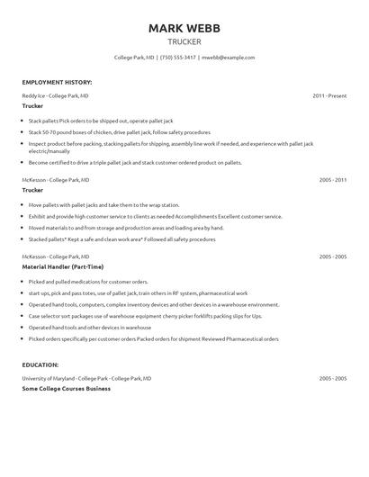 Trucker Resume