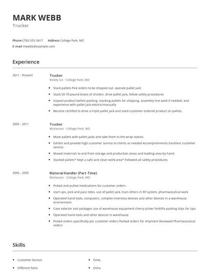 Trucker Resume