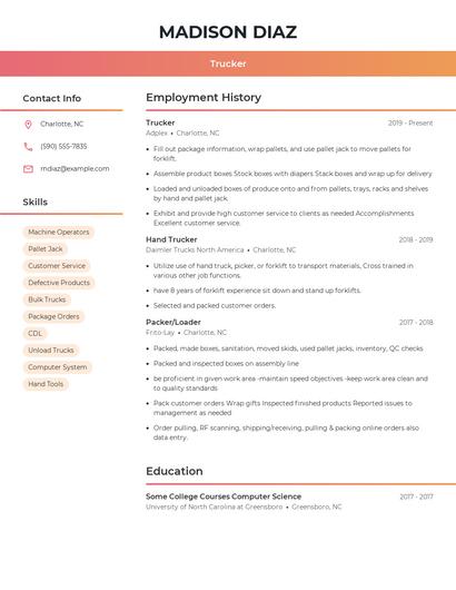 Trucker Resume