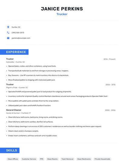Trucker Resume