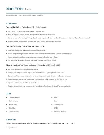 Trucker Resume