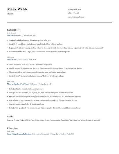 Trucker Resume